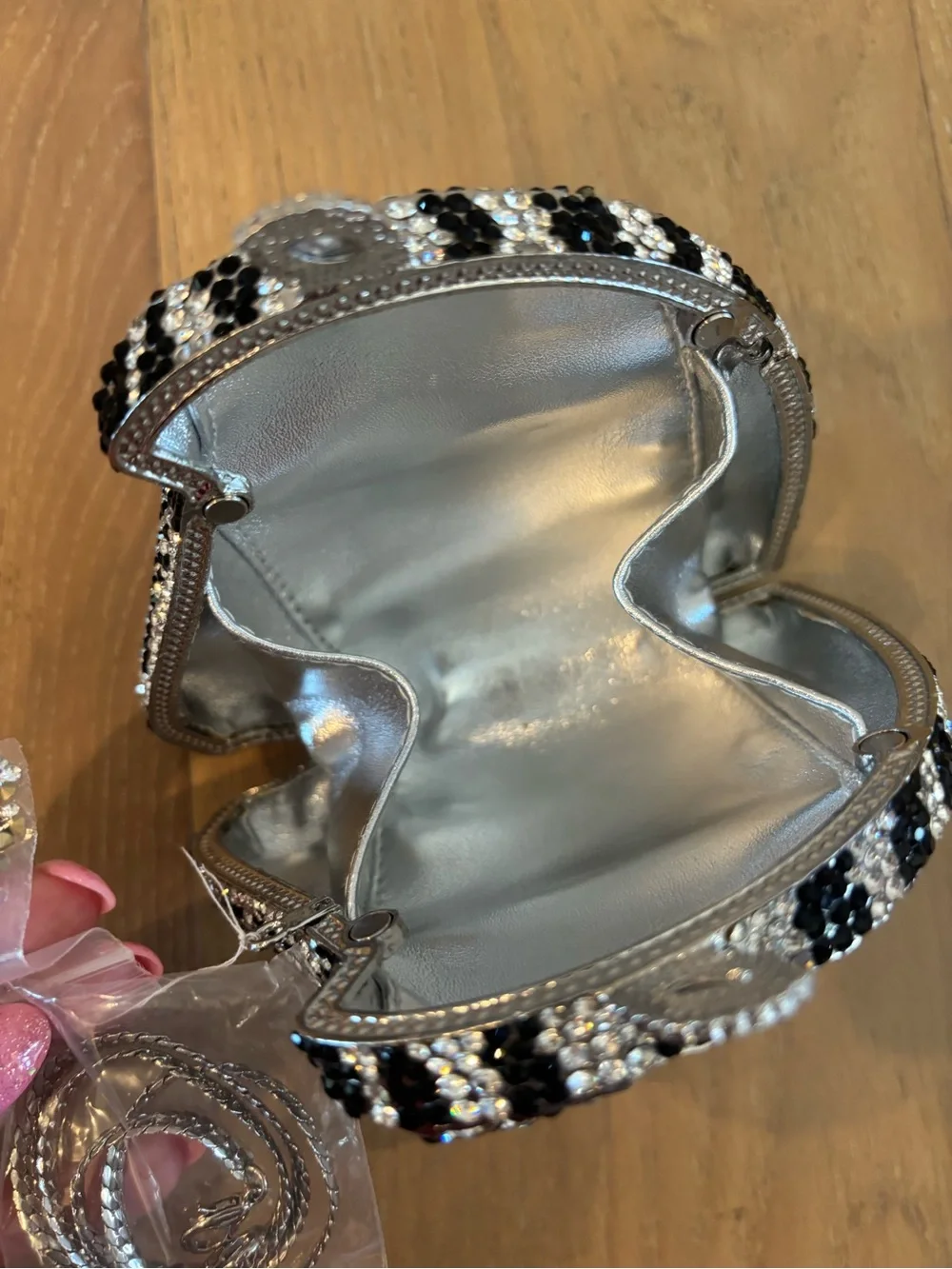Horse Head Rhinestone Crystal Clutch Handbag Bag Zebra Animal Print Evening